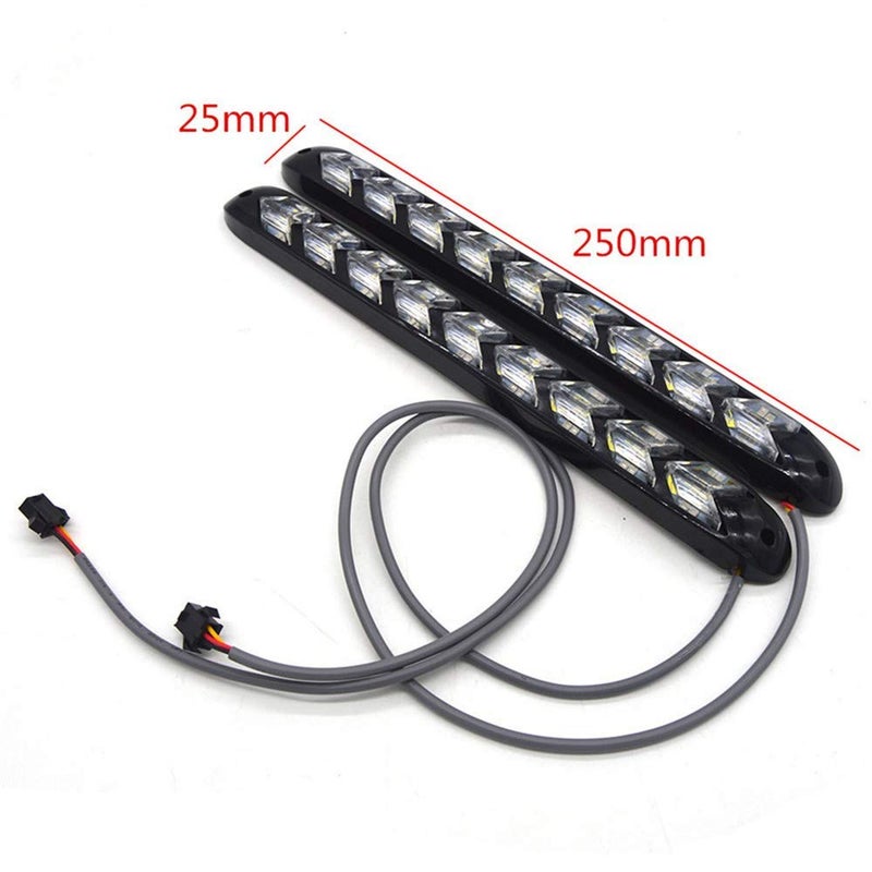 SOCAL-LED LIGHTING شريط إضاءة LED SOCAL-LED Arrow LED DRL Switchback 10" (25 سم) 12 فولت إشارات انعطاف متتابعة، لونين كهرماني وأبيض، عبوة من 2 - Image 4